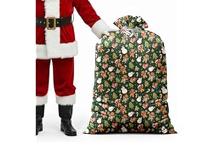 Horaldaily 56x36 Inch Christmas Gift Bag, Heavy Duty Big Santa Sack with Tie & Tag, Gingerbread Man Reusable Jumbo Wrapping for Large Presents (2pc)