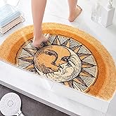 Creative semi-Circular Area Carpet Anti-Slip Super Absorbent Carpet,sun and moon mat,Shaggy Throw Rug for Living Room Bedroom Bathroom Home Decor