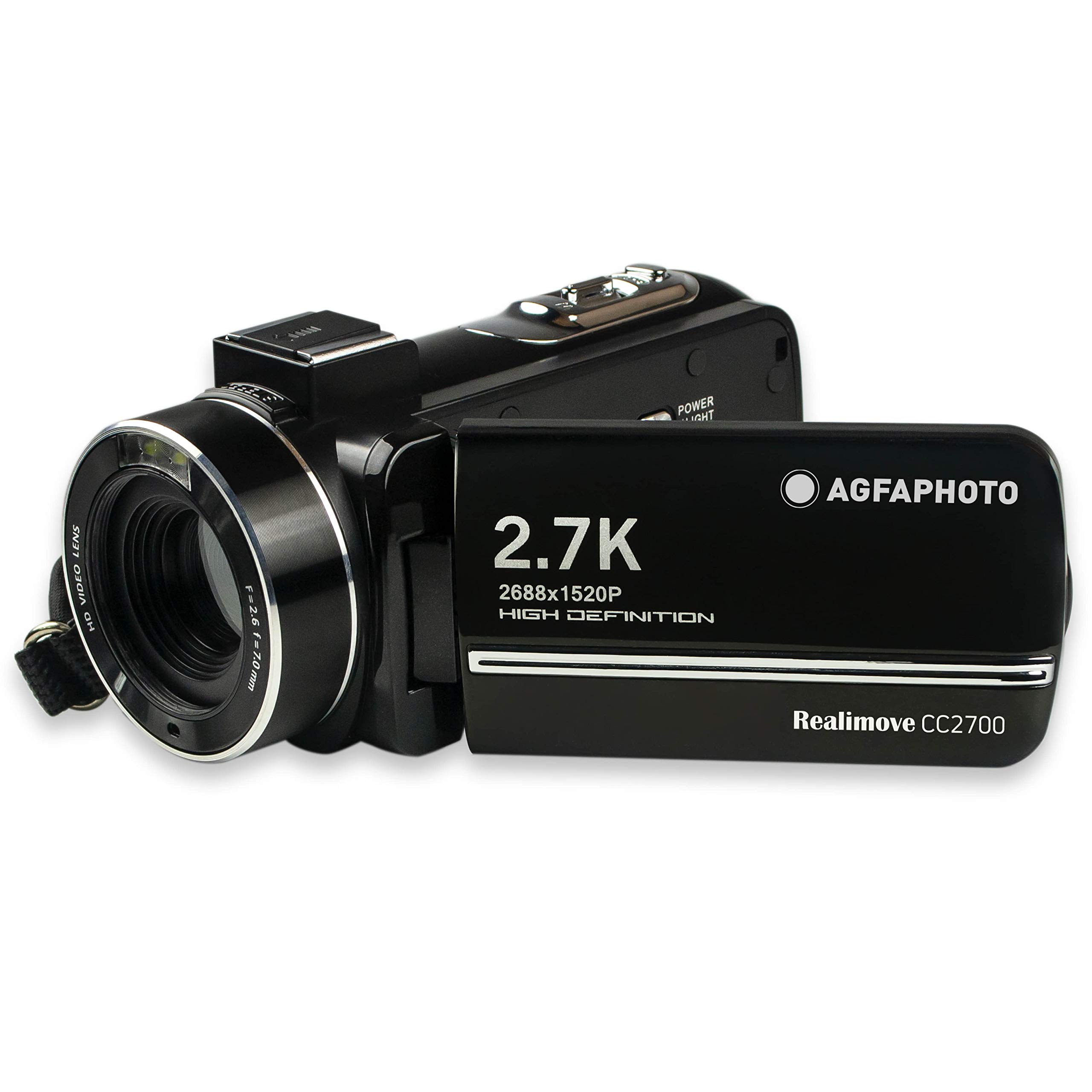 AgfaPhoto Realimove CC2700 – Caméscope Numérique, 2.7K, 24MP, Écran Tactile 3’’, Zoom 18X, Télécommande, Batterie Lithium - Noir