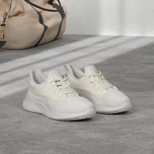 VIPSUPER Women White Running Workout Sneakers Memory Foam Slip