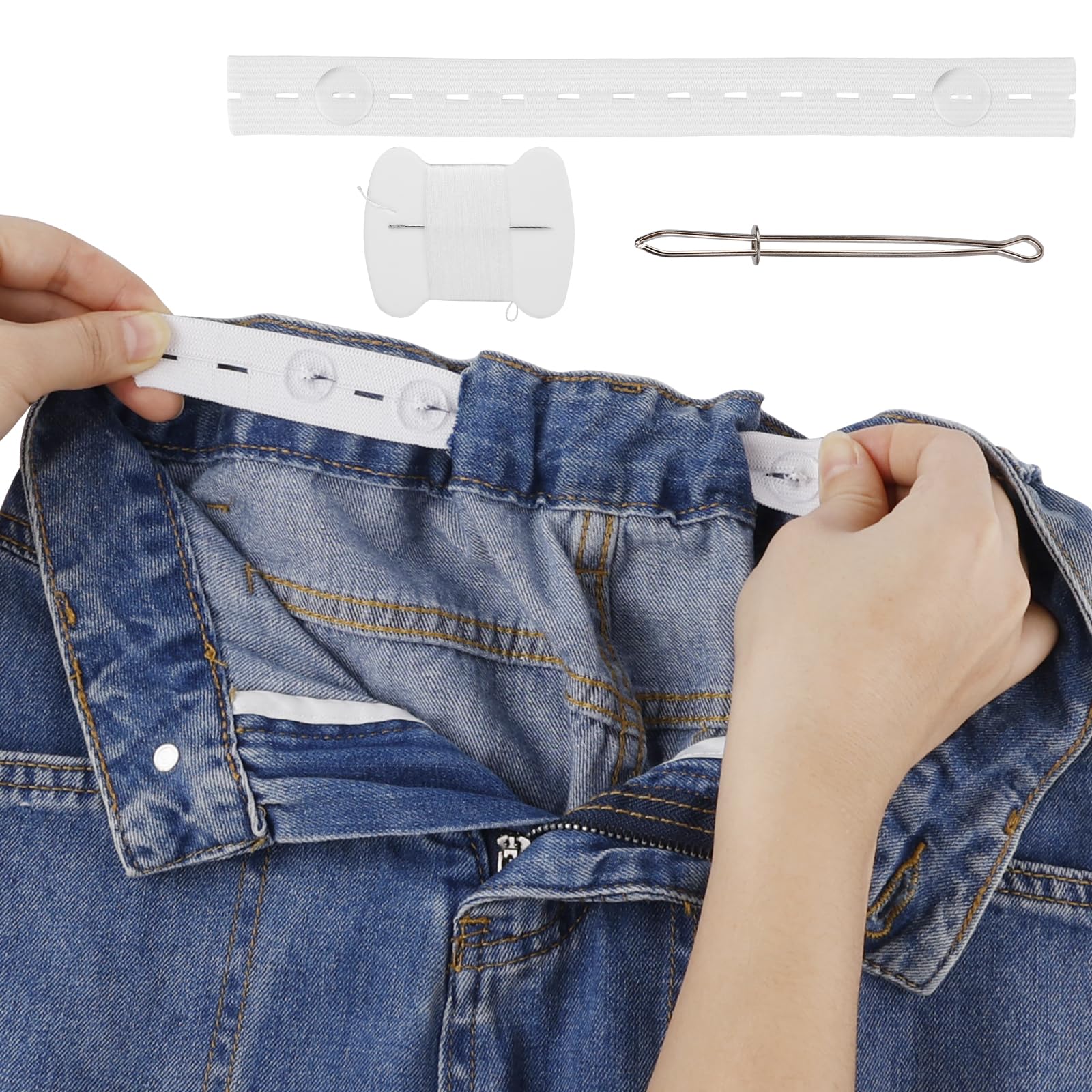 6 Pcs Elastic Waist Tighteners, Adjustable Jean Waist Tightener Inside Waistband Adjuster Elastic for Loose Pants Waist Band Tightener for Women Men Children Pants Waist Belt Adjustment