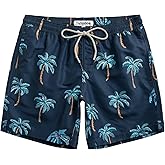 Turnshine Mens Swim Trunks 7" Quick Dry Bathing Suits with Mesh Lining Printed Shorts Swimwear
