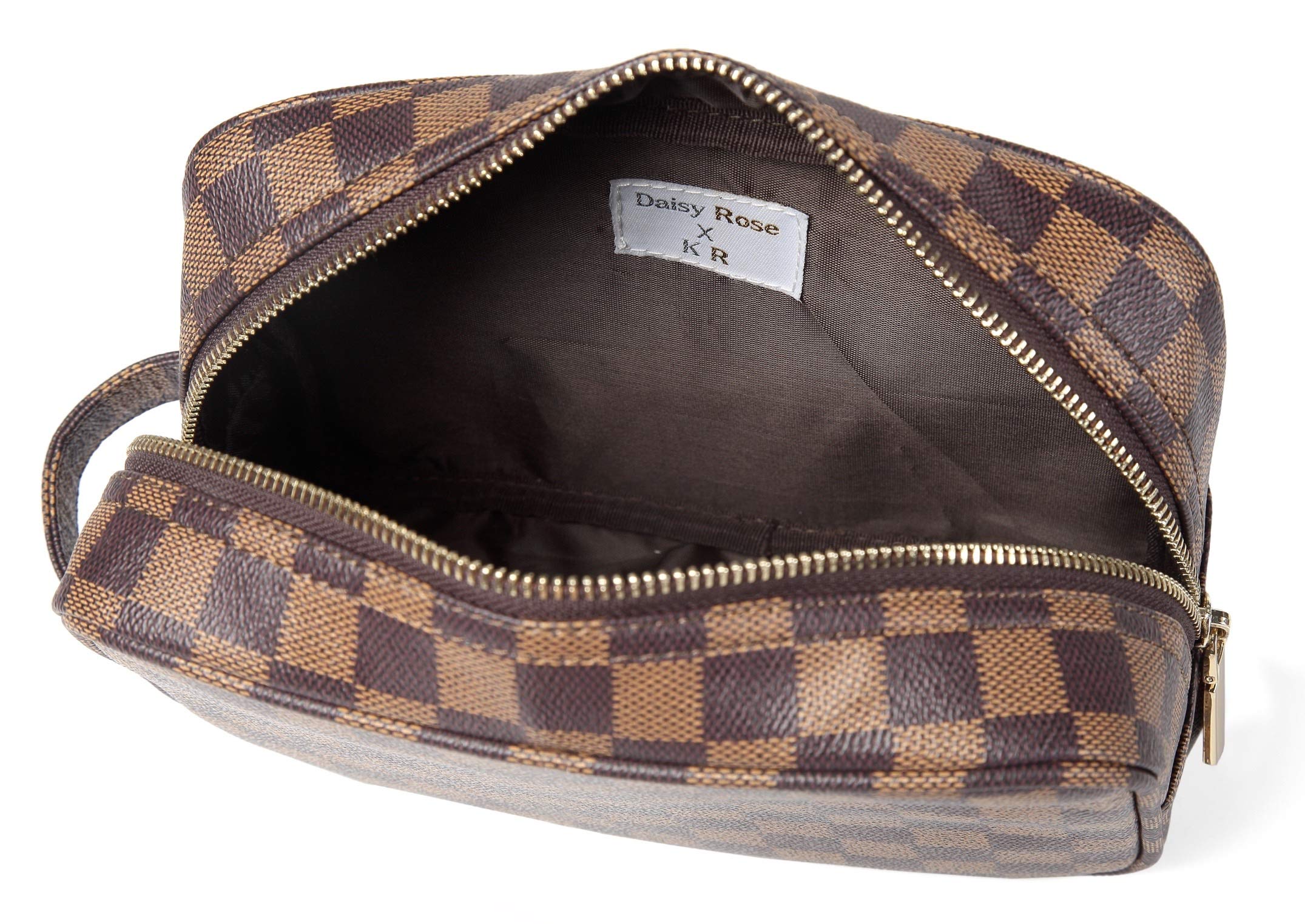 daisy rose luxury checkered makeup bag