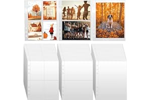 VOKOY 90 Pack Clear Binder Sleeves, Double Sided 4/2/1 Pocket Plastic Sleeves Pouch Binder Inserts Refill Sheets Protectors Photo Card Album Page Sticker Organizer for 6 Ring A5 Binder, 420 Pockets