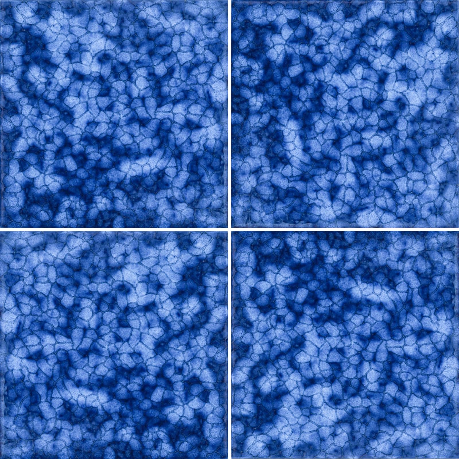 Photo 1 of 4 PCS Porcelain Swimming Pool Waterline Tile, 6" x 6" Blue Glazed Tile for Pool Floor Kitchen Backsplash Bathroom (1 Sq.Ft)