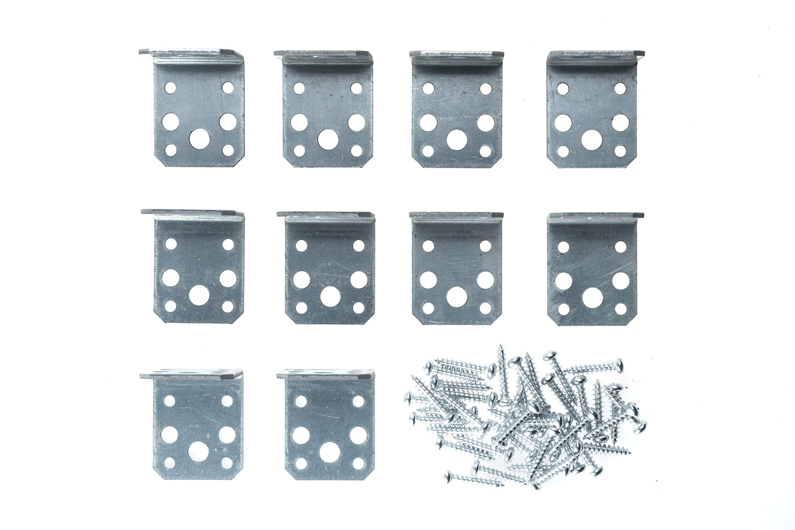 Brackit Set of 10 Galvanised Steel Angle Bracket and Fixing - 50 Pieces Including Screws - Medium Duty Right Angle Connector Plate - 50mm x 50mm x 40mm