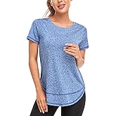 Abrooical Women's Short Sleeve Workout Shirts Crew Neck Sports Yoga Running Quick Dry Tops Side Split Tee