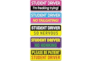 HEY-OKEY Student Driver Magnet for Car - Funny Pink 5-Pack Please Be Patient Reflective Magnetic Bumper Sticker Set - Removable Novice Rookie Safety Attention Sign - Weather-Resistant - 10 x 3.5 inches