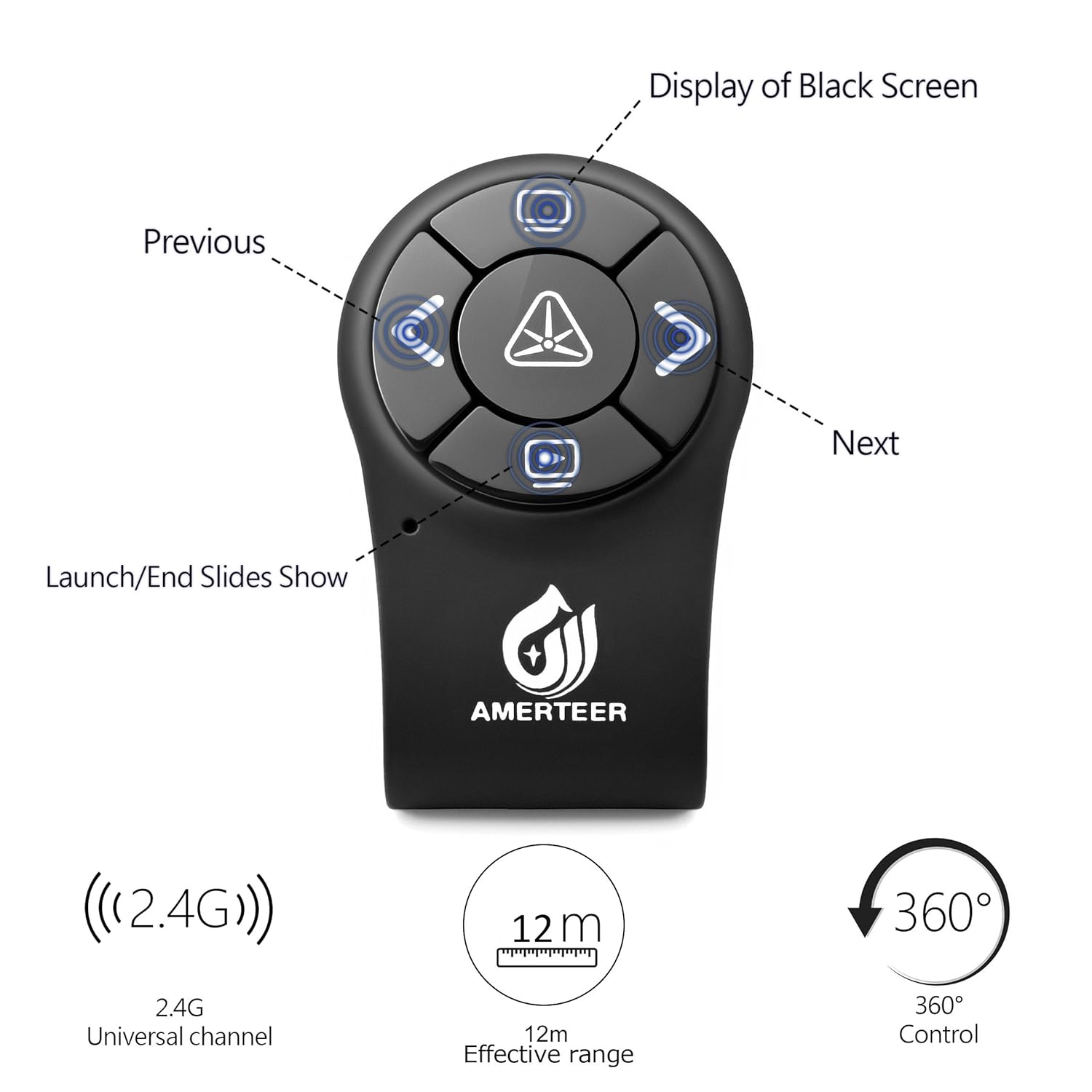 AMERTEER Wireless Presenter RF 2.4GHz Presentation Laser