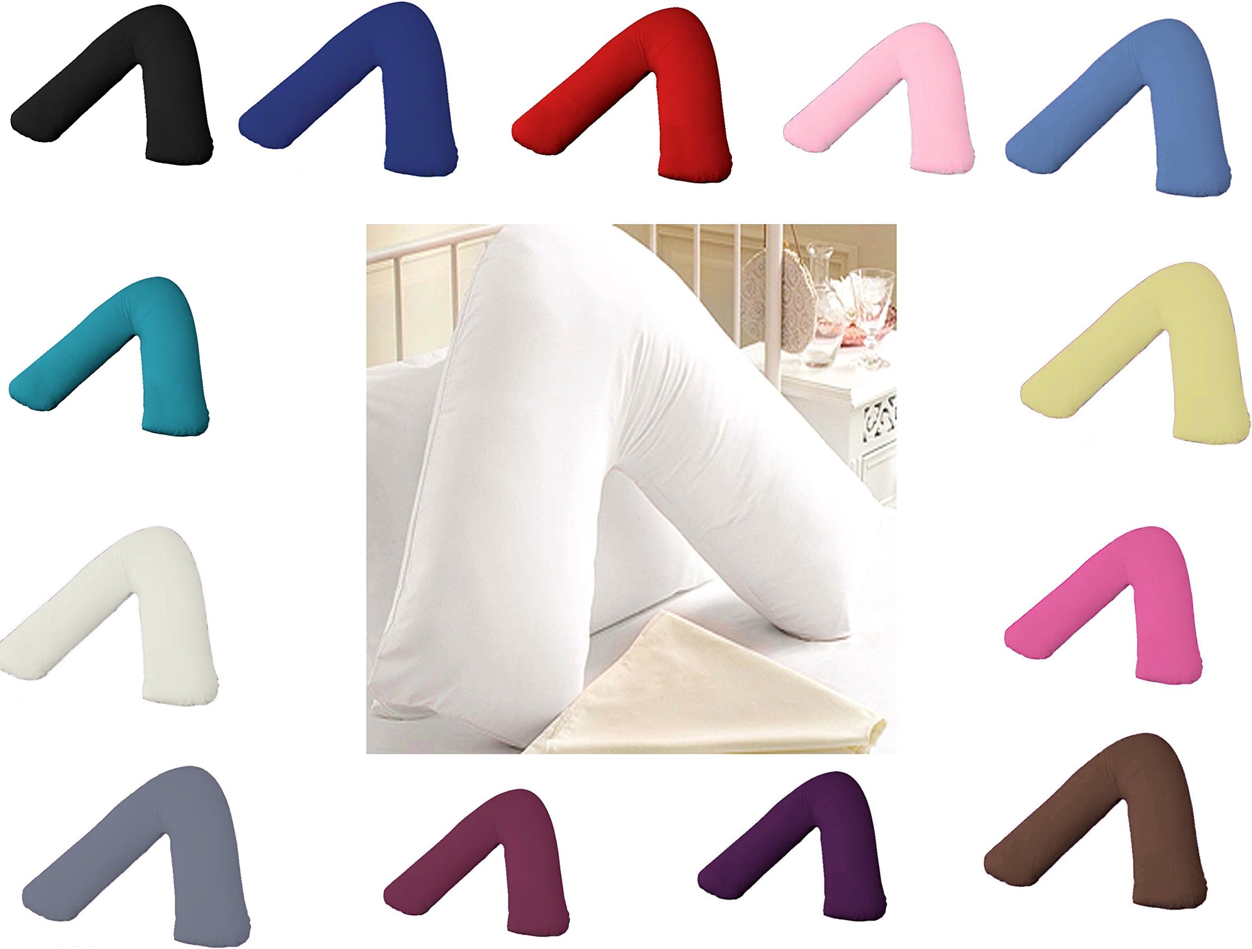 Plain Polycotton Back & Neck Support V Shaped Pillowcase Orthopedic/Pregnency/Nursing Pillow Case (Royal Blue)
