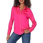 Amazon Essentials Womens Regular-Fit Satin Button Down Blouse (Available in Plus Size)
