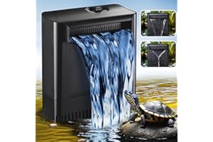 TARARIUM 290GPH Turtle Tank Filter for 40-85 Gallon, Turtle Filter Low Water Level Available and Flow Adjustable, Turtle Water Filter for Shrimps Amphibians Turtle Tank Saltwater Freshwater Crystal Clear