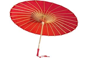 AEAOA Plain Bamboo Cloth Parasol Umbrella Great for Wedding Party Favor (Red)