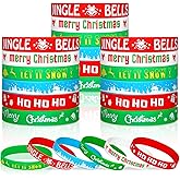 Christmas Rubber Bracelets for Kids - 30 Pack Bulk Silicone Wristbands, 6 Festive Designs | Christmas Candy Bag Filling, Party Favors for Kids Goodie Bags, Stocking Stuffers & Photography Props