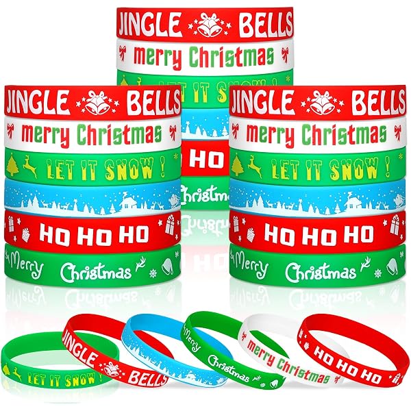 70 Braccialetti Di Natale In Silicone FEPITO - 7 Stili Diversi Per Feste E Regali