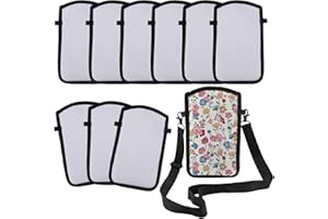 KINCHYGO, 10 Pack Sublimation Blank Phone Pouch Bag Case Double Sided with Adjustable Cross Body Strap Neck for Travel Gym Wa