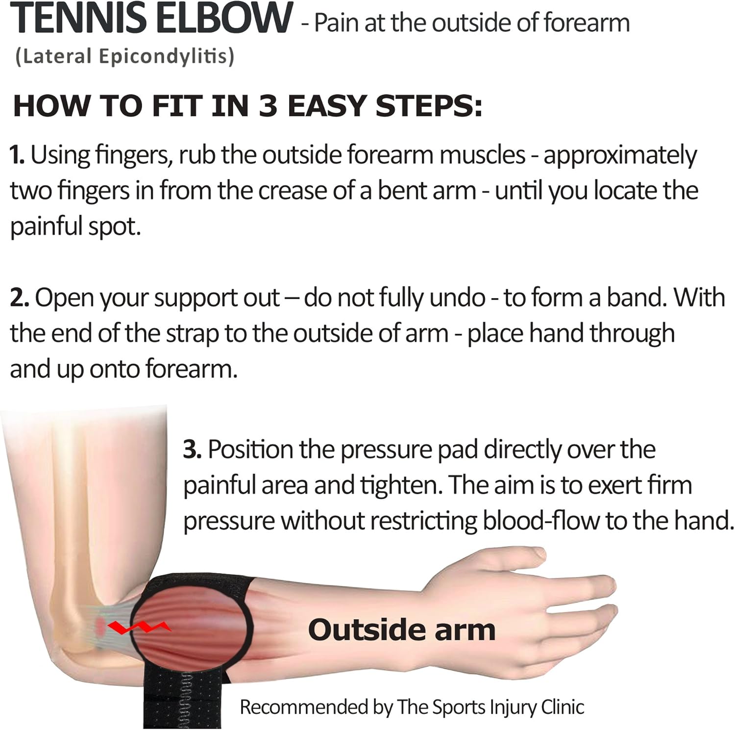 4DflexiSPORT Padel Tennis Elbow Strap (BLACK) maximise forearm power and strength - Image 3