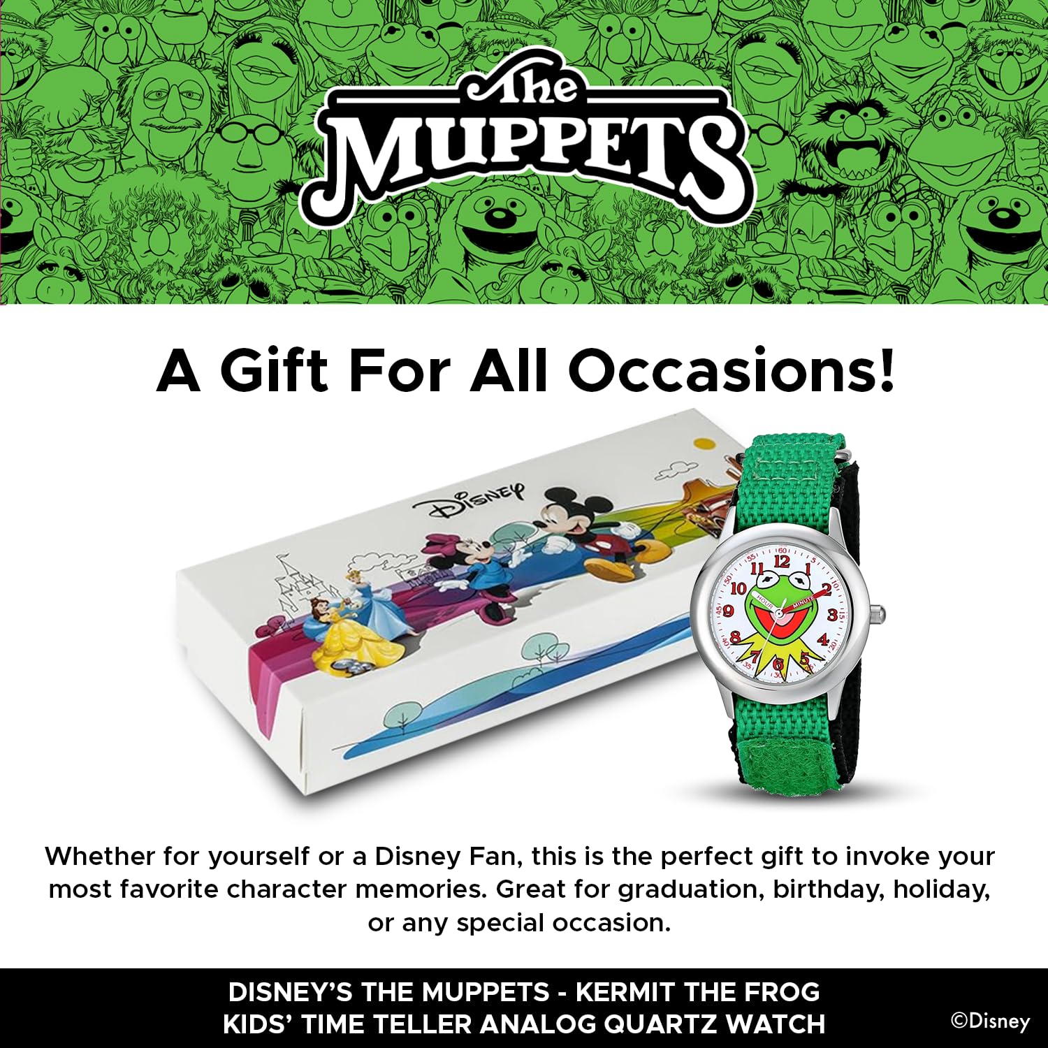 Disney Kids' Stainless Steel Time Teacher Analog Quartz Nylon Strap Watch