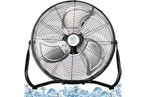 YRWTO 12 inch Portable Metal Fan, 3 speed High Velocity Floor Fan, 180 Degree Adjustable Tilt Stainless Steel Industrial Fan, Portable Quiet for Home, Office, Bedroom, Living Room