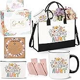 4MELLY Aunt Gift Box Set Mothers Day Gifts for Auntie from Niece Nephew Unique Birthday Gift Basket for Aunt Best Auntie Ceramic Mug Gifts