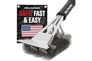 Grill Brush and Scraper - Safe 3 in 1 BBQ Brush & Grill Cleaner for Cleaning Any Barbecue Grill - Makes The Best BBQ Accessor