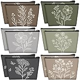 Sweetude 12 Pcs Vintage Flowers Makeup Bag Bulk Boho Gifts Portable Travel Cosmetic Bags with Zipper Retro Floral Waterproof Roomy Travel Beauty Toiletry Organizer Storage Pouch for Women