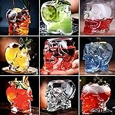 TVIAOH 350ml 6pcs Skull Wine Glass Funny Large Glasses Drinking Glass Vodka Spirits Cup Glass, Halloween Decorations Gifts Halloween Themed Party Holiday Gifts New Skull Cup (6)