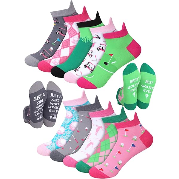 10 Pairs Women's Tennis Socks - Anti-Blister Ankle Socks With Tennis Theme Designs