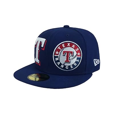 New Era 59Fifty Hat MLB Texas Rangers Heritage Patchd Up Dark Royal Blue Cap