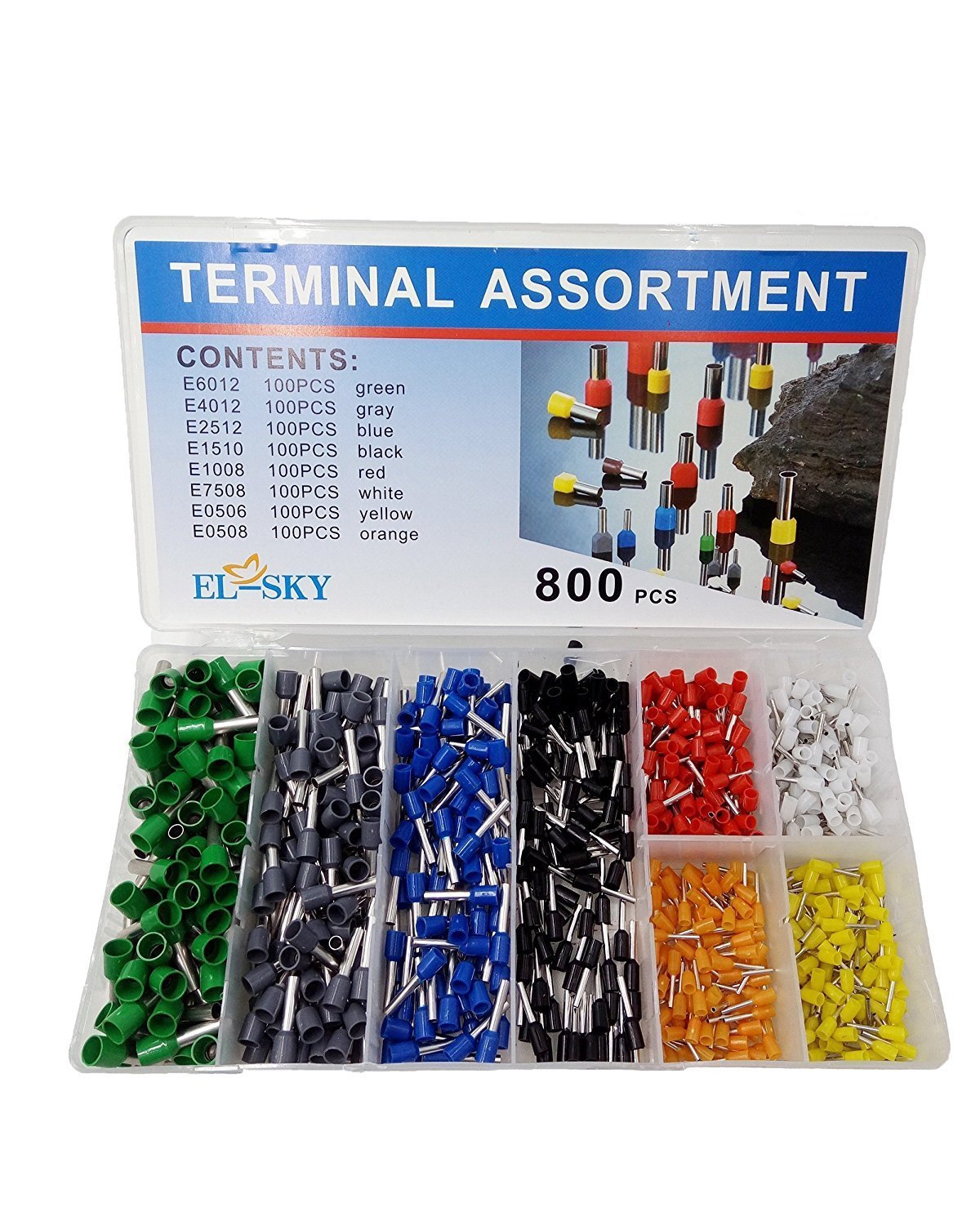 ELSKY 800pcs Assortment Ferrule Wire Copper Crimp Connector, Wire