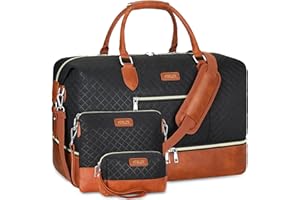 ITIEZY Weekender Bag for Women, Travel Duffel Bag Carry On Overnight Bag with Shoe Compartment Large Nylon Travel Weekend Tote Bag