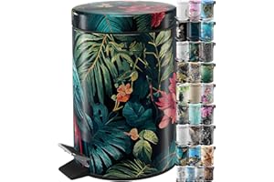 Sanilo Small Bathroom Trash Can with Lid [1.3 Gallon] - Lidded Tiny Trashcan for Garbage - Mini Metal Bin with Soft Closing Mechanism - Bath Room Accessoire Wastebin with Inner Bucket (Exotic)