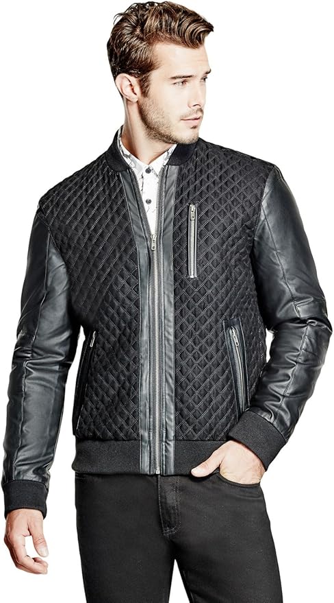 guess jake quilted bomber jacket
