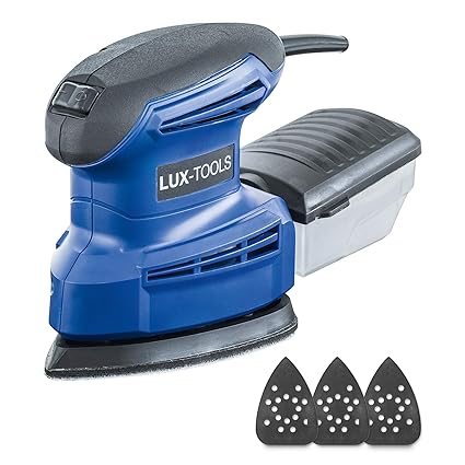 LUX-TOOLS MAS-135 Multischleifer mit Klett-Befestigung & Staubsaugeranschluss, inkl. Staubfangbox & Schleifblättern | 230V 13