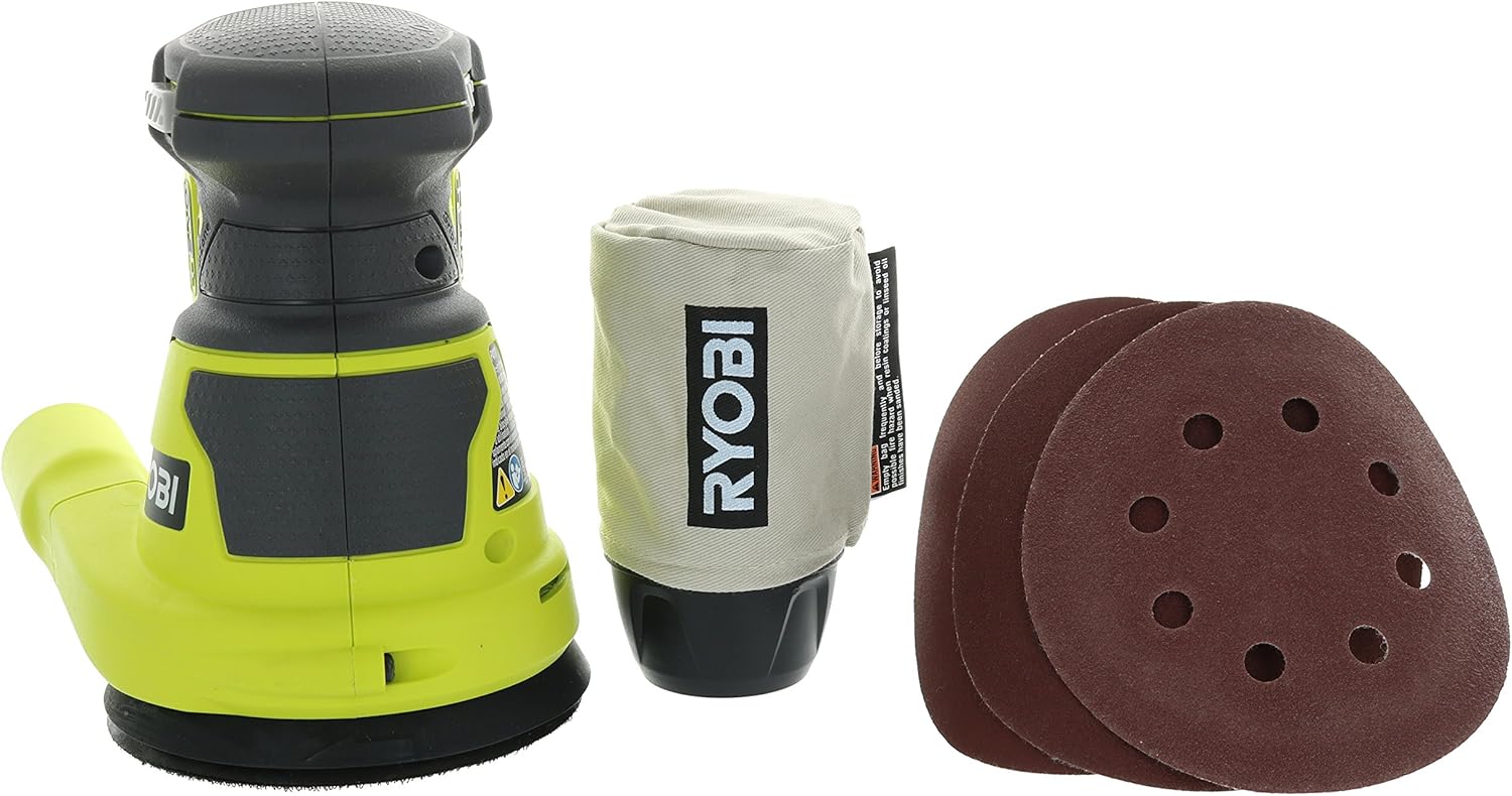 Ryobi P411 One+ 18 Volt 5 Inch Cordless Battery Operated Random Orbit Power Sander (Battery Not Included / Power Tool Only) - - 