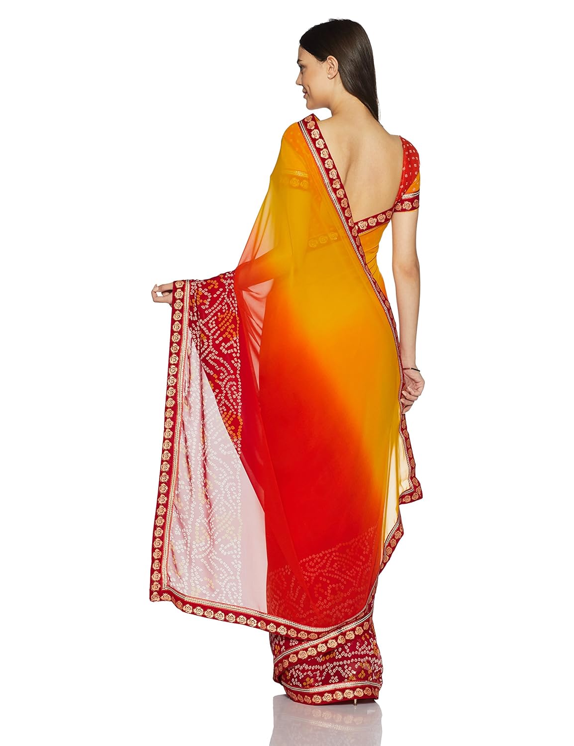 womanista women's printed faux georgette saree with blouse piece
