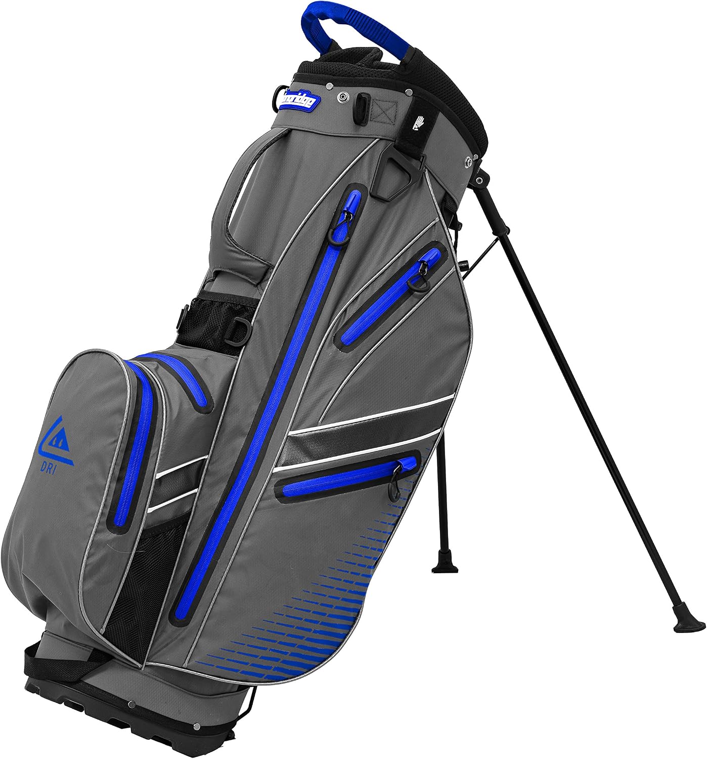 Longridge Elements Waterproof Golf Stand Bag with 8-Way Divider, Grey/Royal Blue