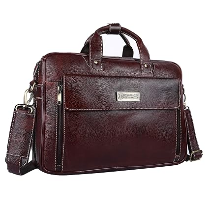 Hammonds Flycatcher Original Bombay Brown Leather 15.6 inch Laptop Messenger Bag|Padded Laptop Compartment|Office Bag|Expandable (L=15.6,B=6.25,H=11 inch) LB150BN