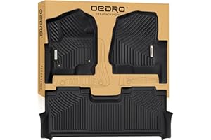 OEDRO Floor Mats Fits for Ford F250/F350/F450 2025-2017 Super Duty Crew Cab w/Under Seat Storage, TPE All Weather Custom Fit F-250/F-350 Car Accessories 1st&2nd Bucket Seats