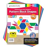 Pattern Block Shapes, Math Manipulatives, 882 Piece | Triangles, squares, hexagons &amp; more, 7 bright colors, US-made cardstock, spatial skills
