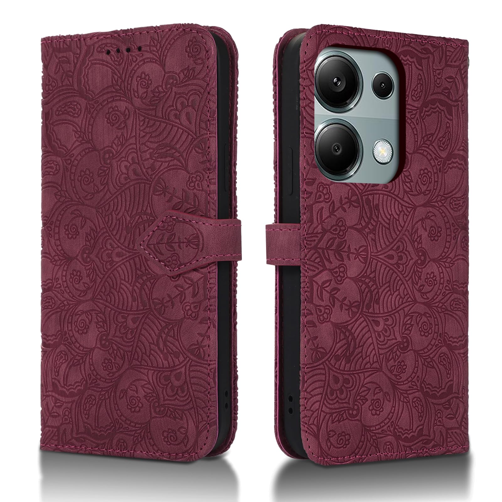 Succtopy Case for Xiaomi Redmi Note 13 Pro 4G PU Leather Flip Case Cover Mobile Book Flip Case with Magnetic Closure Redmi Note 13 Pro 4G Flip Wallet Cover Case with Redmi Note 13 Pro 4G Wine Red — image 1