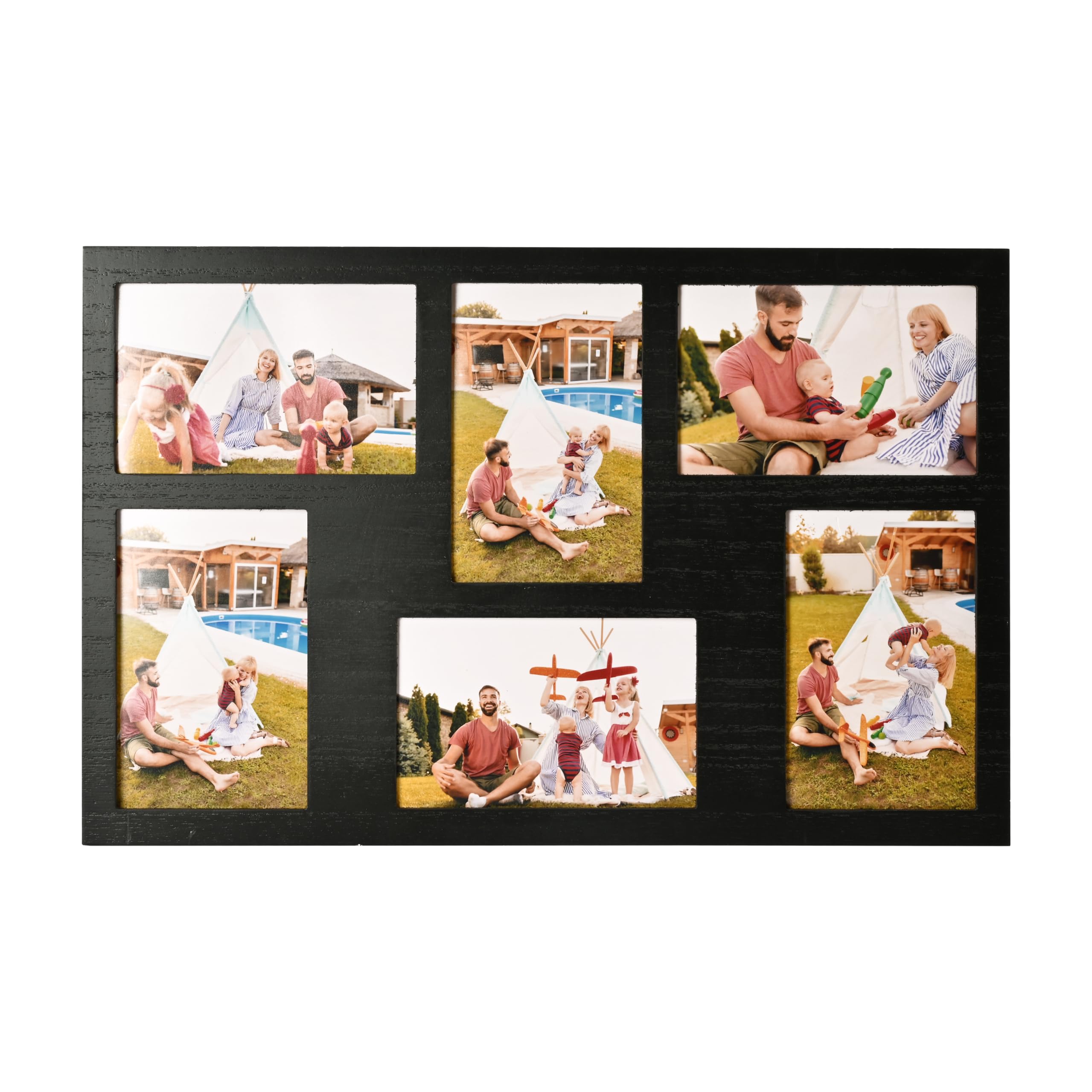 Photo 1 of MONT PLEASANT 4x6 Collage Picture Frame Family Photos Display - 6 Openings Collage Picture Frame for Wall for Tabletop Stand Black Picture Frames Set for Home Decor Family Gifts