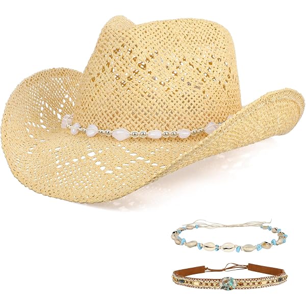 Amazon.com: Skicuff Interchangeable Cowgirl Hat Set Straw  display picture 1