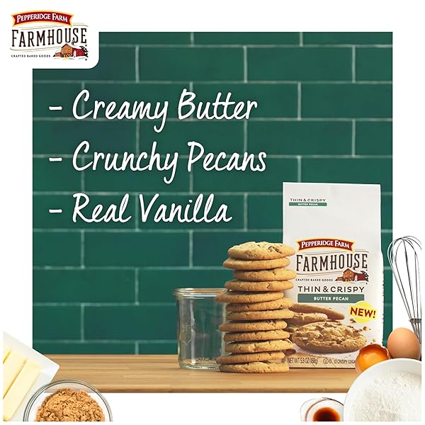 PEPPERIDGE FARM FARMHOUSE THIN & CRISPY BUTTER PECAN COOKIES, 5.9 OZ. BAG