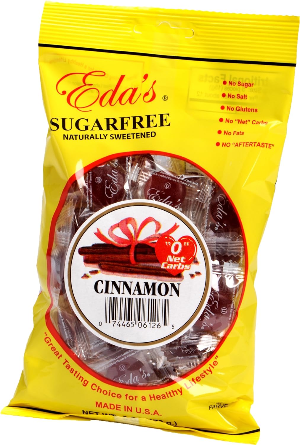 Eda's Sugar Free Hard Candy, Cinnamon, 6Ounce (Pack of 12