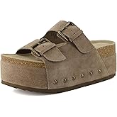 CUSHIONAIRE Guru Platform Sandals Women Footwear – Comfortable Genuine Leather Footbed Studded Chunky Slide Summer Sandals for Women 2025