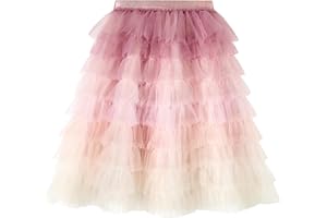 Miipat Girls Tulle Skirts A-Line Layered Ruffle Long Skirt Kids Elastic Waist Princess Maxi Tutu Skirt