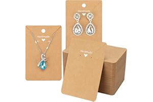 joycraft 100Pcs Kraft Earring Cards Necklace Display Cards,Brown Paper Ear Studs Display Cards,Personalized Jewelry Cards for Selling,Hanging Earring and Necklace,DIY Crafts,and Retail(3.5"x2.4")