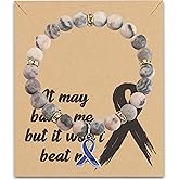 Zuo Bao Blue Ribbon Awareness Charm Colon Cancer Fighter Bracelet Dark Blue Awareness Ribbon Gift Inspirational Bracelet for Cancer Survivor