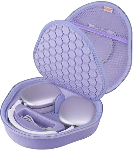 Flower Engraved Silicone Case Cover For AirPods Max USB-C (2024), Anti-Scratch Sweat-Proof Ear Pad Case Cover/Ear Cups Cover/Headband Cover Accessories For AirPods Max Headphones (Purple